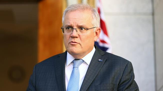 Scott Morrison during a press conference at Parliament House in Canberra. Picture: NCA NewsWire / Gary Ramage