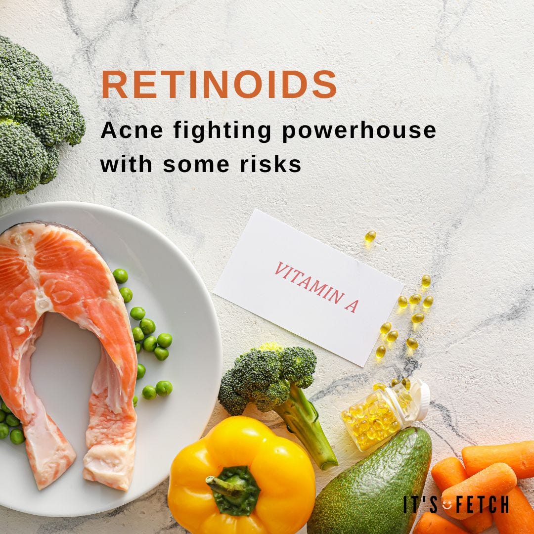 Retinoids vegetables and vitamin c for acne