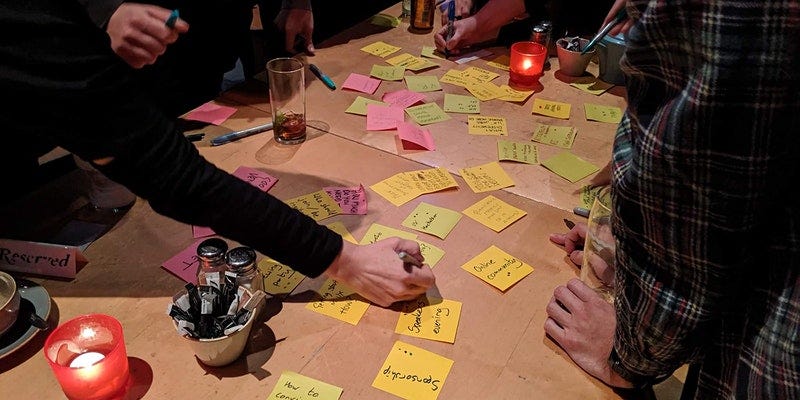 Image of people with post-it notes