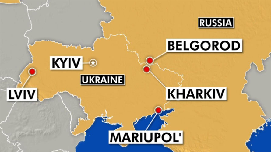 Map penyerangan Rusia di Ukraina.