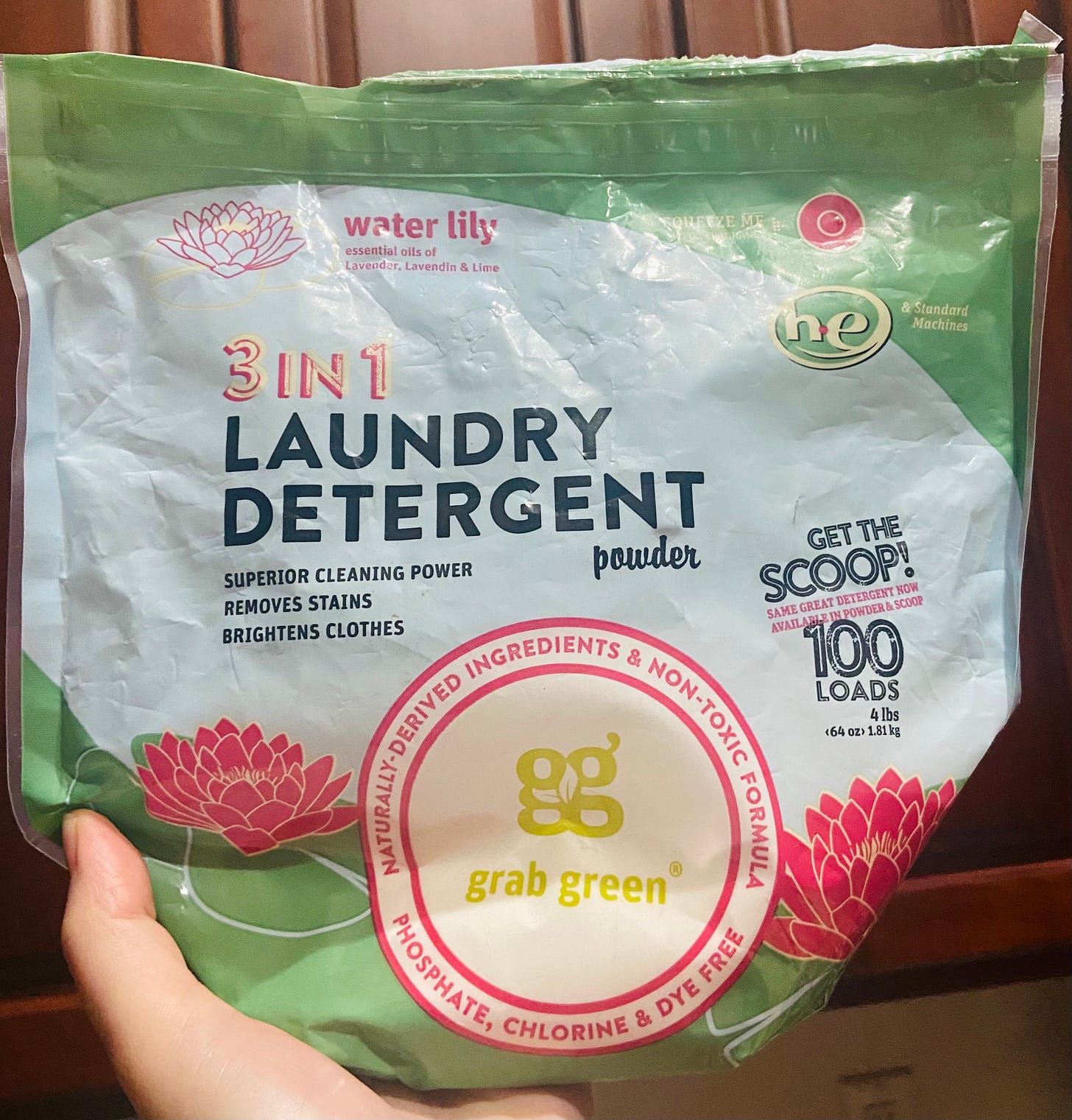 Bag reads: 3 in 1 Laundry Detergent Powder
