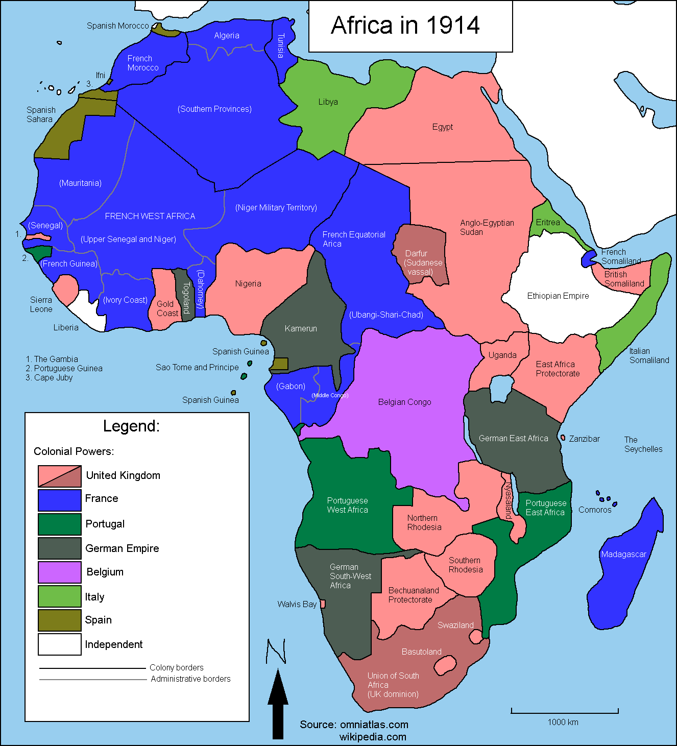 A map of Africa in 1914 I created for a school assessment. : r/MapPorn