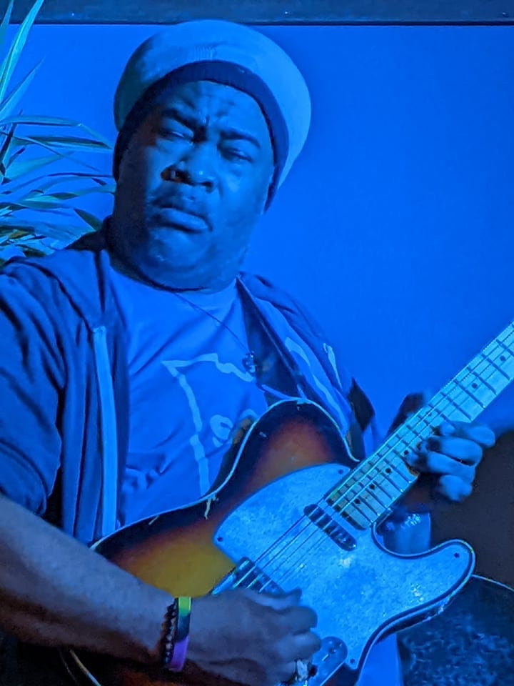 Guitar player making a guitar face