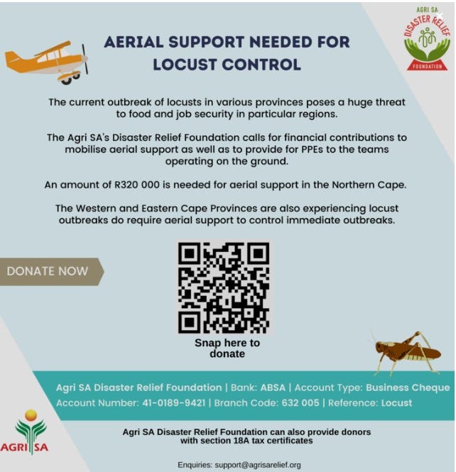 An online advert appealing for funds needed for aerial support