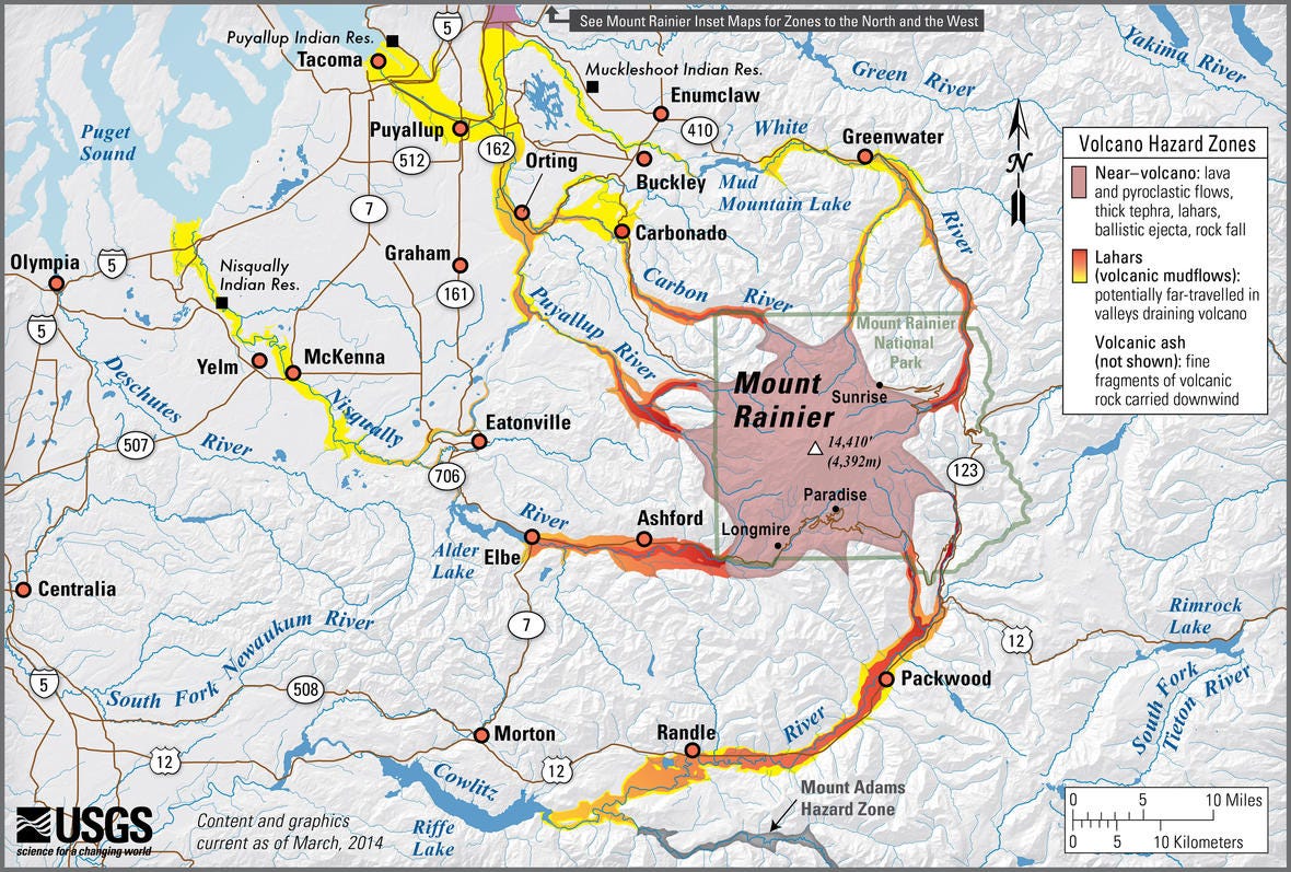  Mt. Rainier Lahar Hazard Map