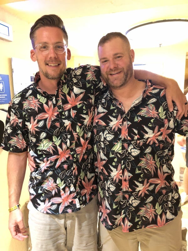 A random stranger wearing the same hideous Hawaiian shirt as me.