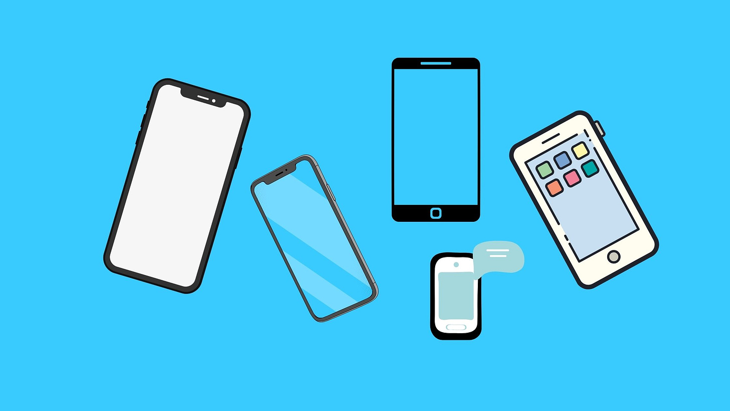 Image of five smartphones