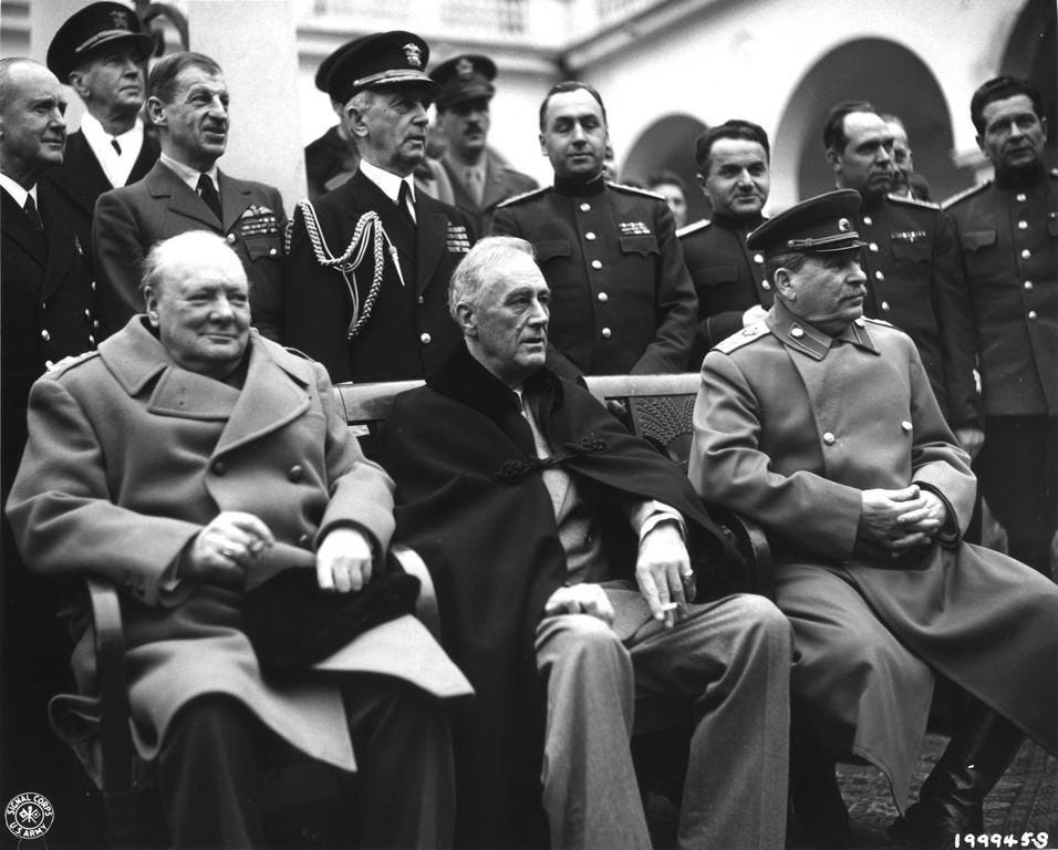 Churchill, Roosevelt and Stalin in Yalta, 1945. | Allied powers ...