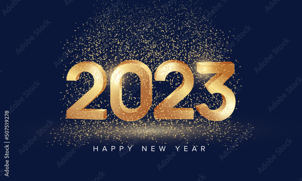 Happy new year 2023 with 3D lettering and glitter on blue background Stock  Vector | Adobe Stock