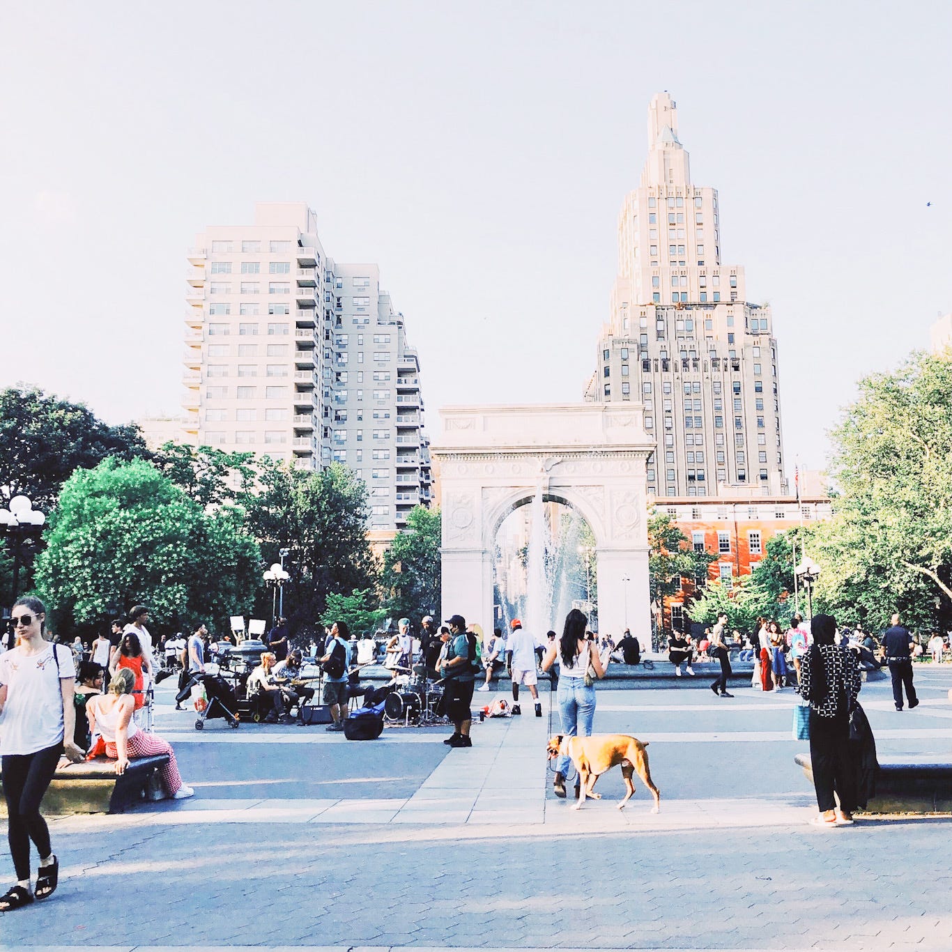 Washington Square Park in the summer