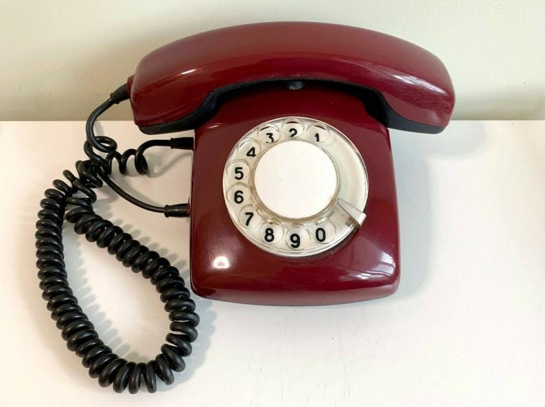 Wine Red Spektr-3 Rotary Dial Phone Russian Soviet Vintage image 0