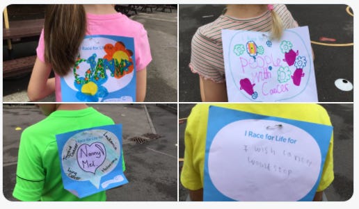 The children and teachers ran in support of family, friends and members of the community suffering with cancer. Picture submitted. The children and teachers ran in support of family, friends and members of the community suffering with cancer. Picture submitted.