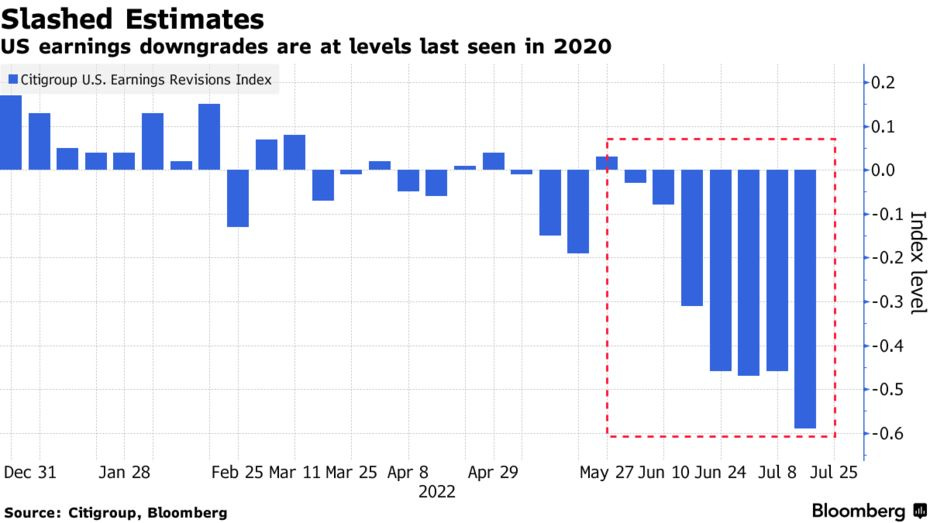 US earnings downgrades are at levels last seen in 2020
