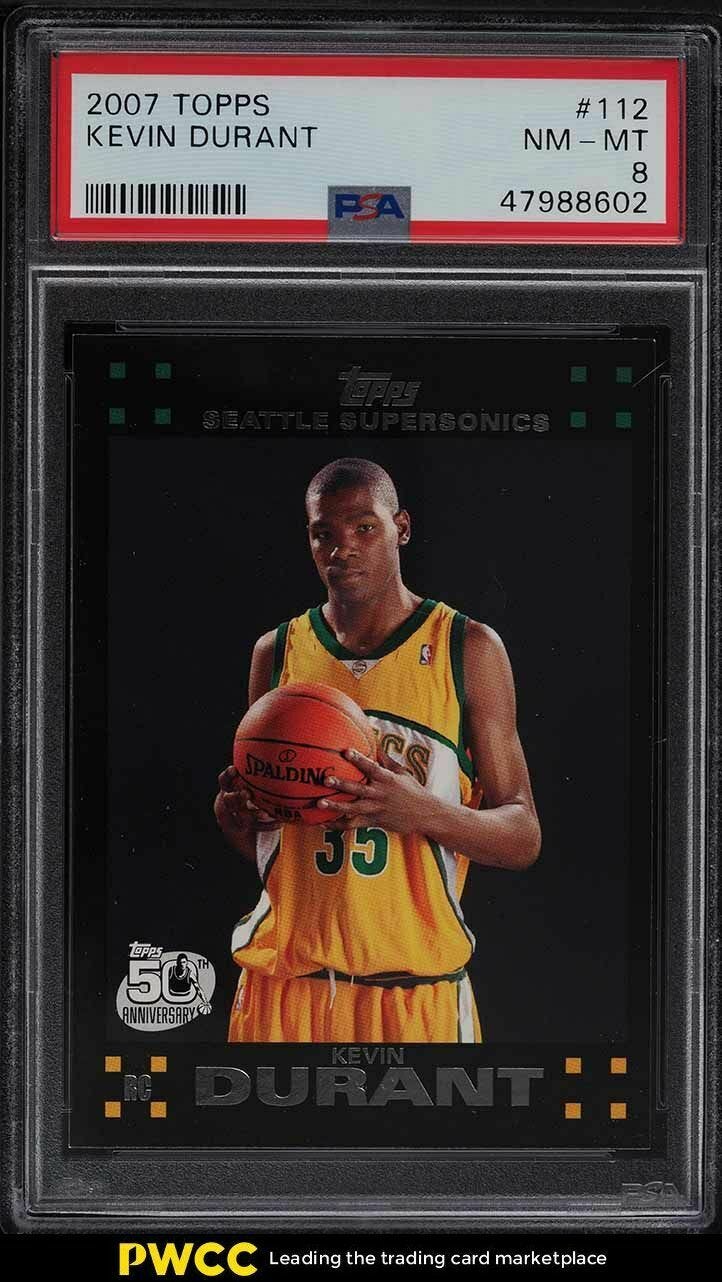 Image 1 - 2007-Topps-Basketball-Kevin-Durant-ROOKIE-RC-112-PSA-8-NM-MT
