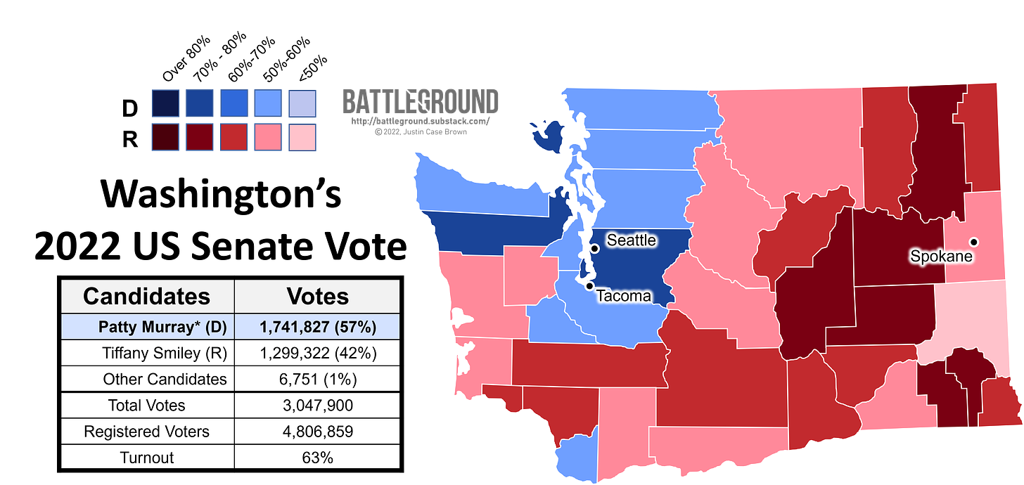 Washington's 2022 US Senate Vote Map