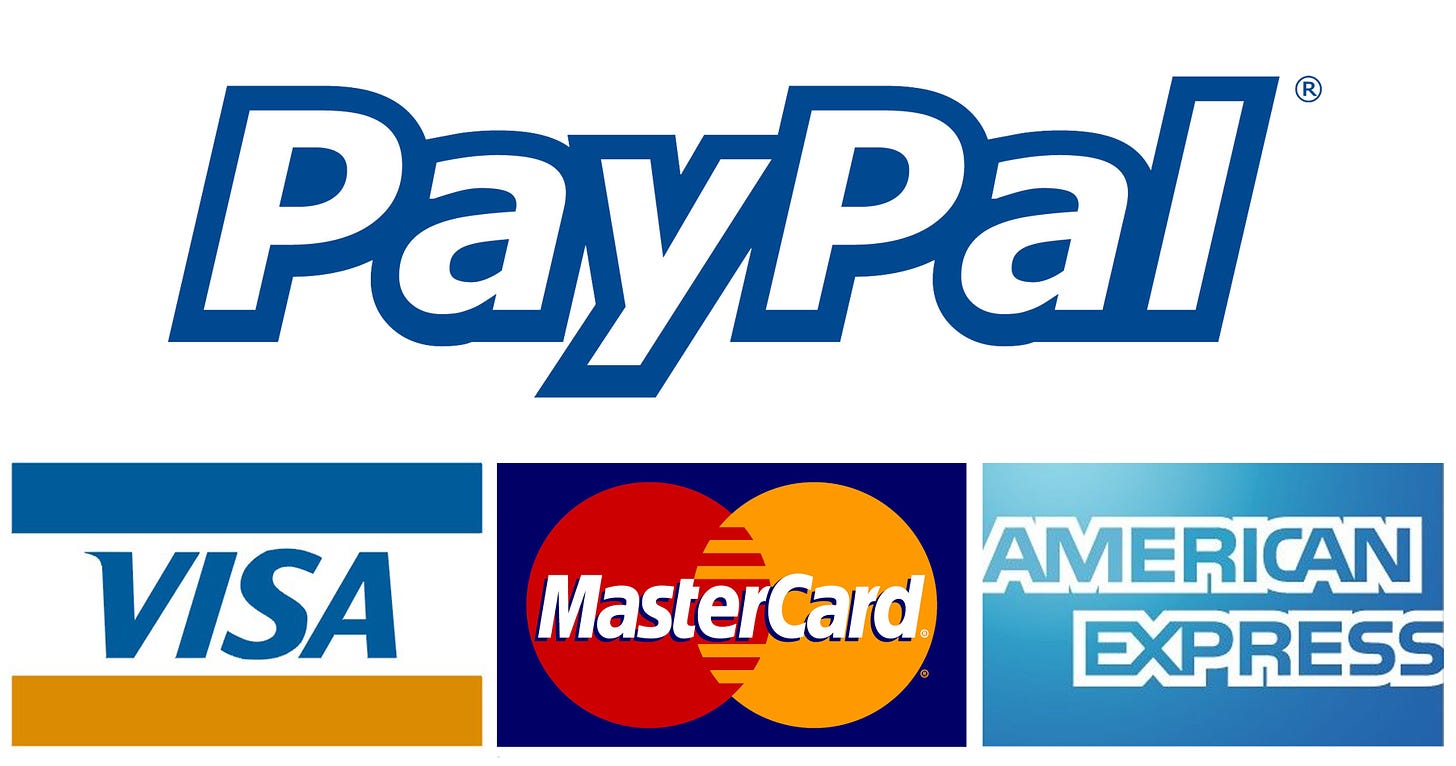 Logo Paypal, Visa, <astercard dan American Express