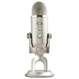 Blue Yeti USB Mic for Recording & Streaming on PC and Mac, 3 Condenser Capsules, 4 Pickup Patterns, Headphone Output and Volume Control, Mic Gain Control, Adjustable Stand, Plug & Play - Platinum