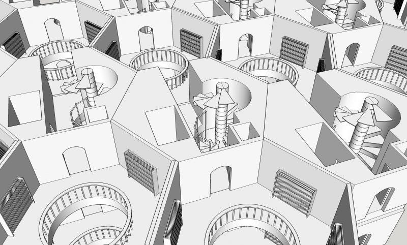 What Does Jorge Luis Borges' "Library of Babel" Look Like? An Accurate  Illustration Created with 3D Modeling Software | Open Culture