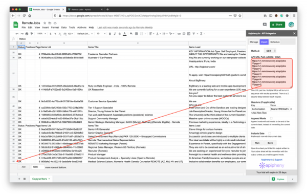 Fetching 50 remote jobs into Google Sheets with one click