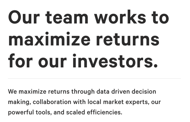 Our team works to maximize returns to our investors