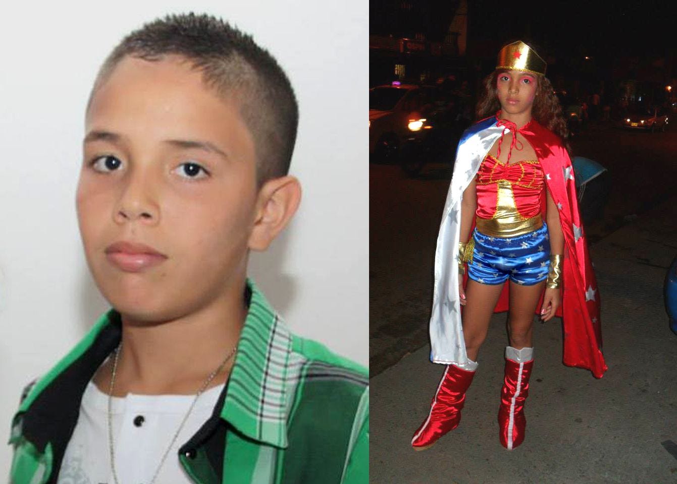 Boy dressed as Wonder Woman for Halloween