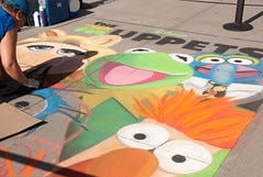 Muppet Movie chalk art outside the AMC Theatre