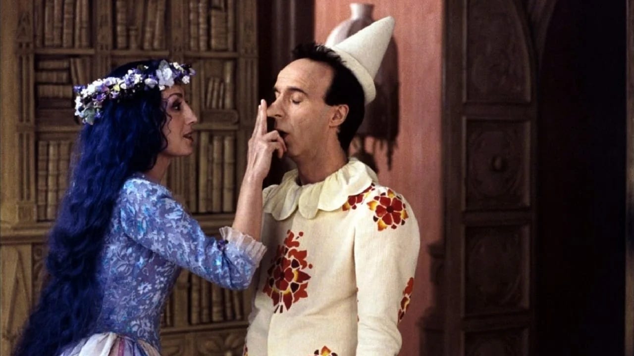 The Fairy with Turquoise Hair (Nicoletta Braschi) and Pinocchio (Roberto Benigni) in Pinocchio (2002).