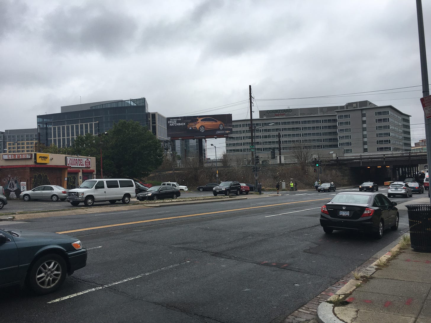 Some infrastructure in Washington DC.  Pavements are beginning to fail, yet cars continue to drive.