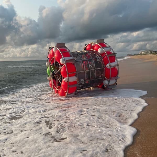 The “hydro pod” that Reza Baluchi washed ashore in on Saturday in Florida.