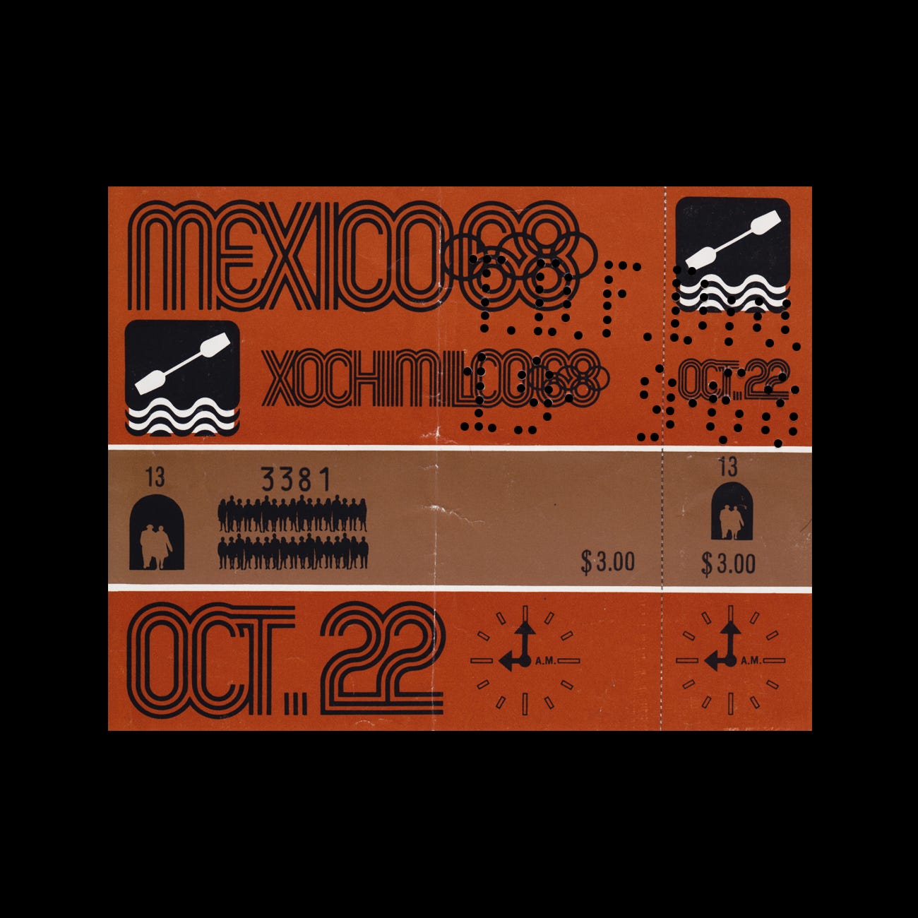 Mexico 1968 ticket design by Lance Wyman