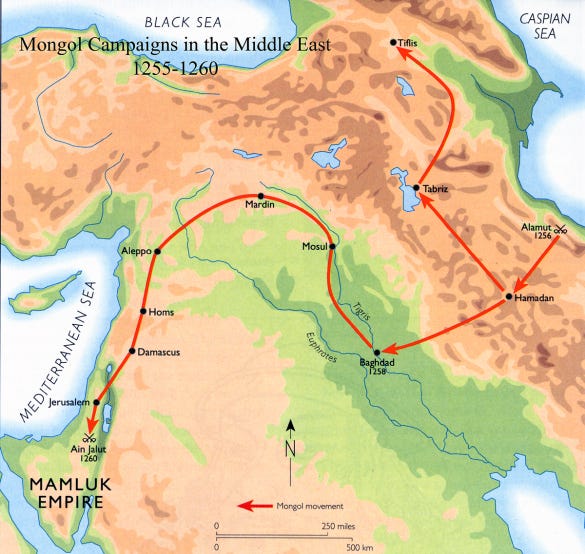 Map - Mongol Campaigns in the Middle East