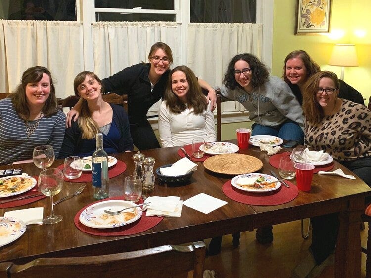 These are the women, my grad school girls,  who made me love cooking at our last shared meal in January 2020. I hope to cook with you all again soon.
