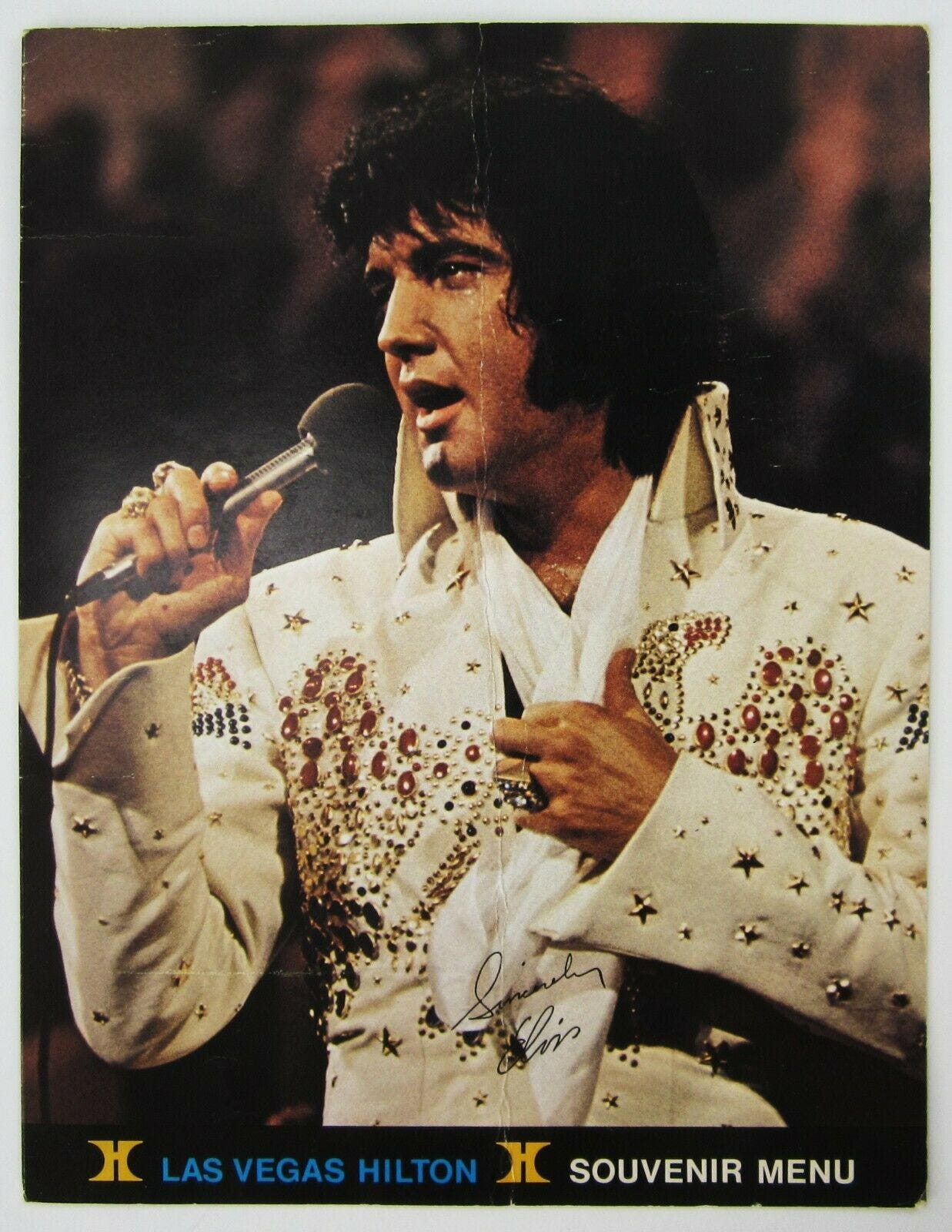 Image 01 - Vintage Elvis Presley Las Vegas Hilton Souvenir Menu Concert Tour Map Orig 1974