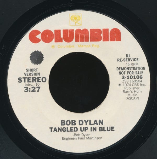 Bob Dylan - Tangled Up In Blue (1975, Short & Long Versions, Vinyl) | Discogs