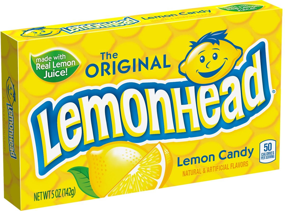 Amazon.com : Lemonhead Candy,5 Ounce Theater Box, Pack of 12 : Grocery &amp;  Gourmet Food