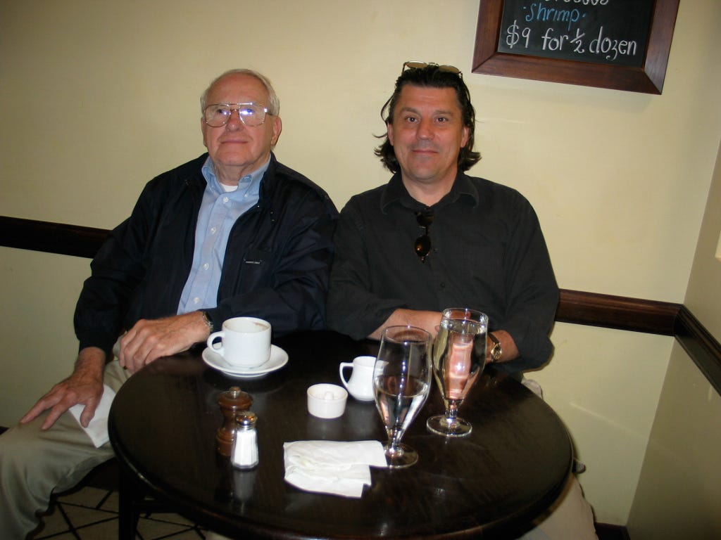 Photo of Roy and Stephen in 2004 at Le Zinc restaurant