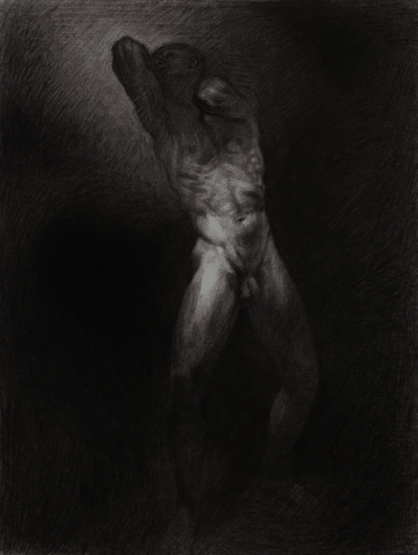 Newberry, Mourn, 2004, charcoal on Rives BFK, 25x18"