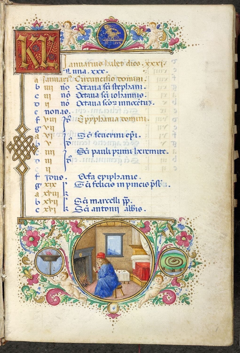 FCBTC / Medieval manuscript, calendar page for January, this time from t  Hours of Laudomia de Medici. … | Illuminated manuscript, Medieval  manuscript, Book of hours