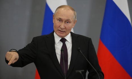Russian president Vladimir Putin during his press conference in Astana, Kazakhstan.