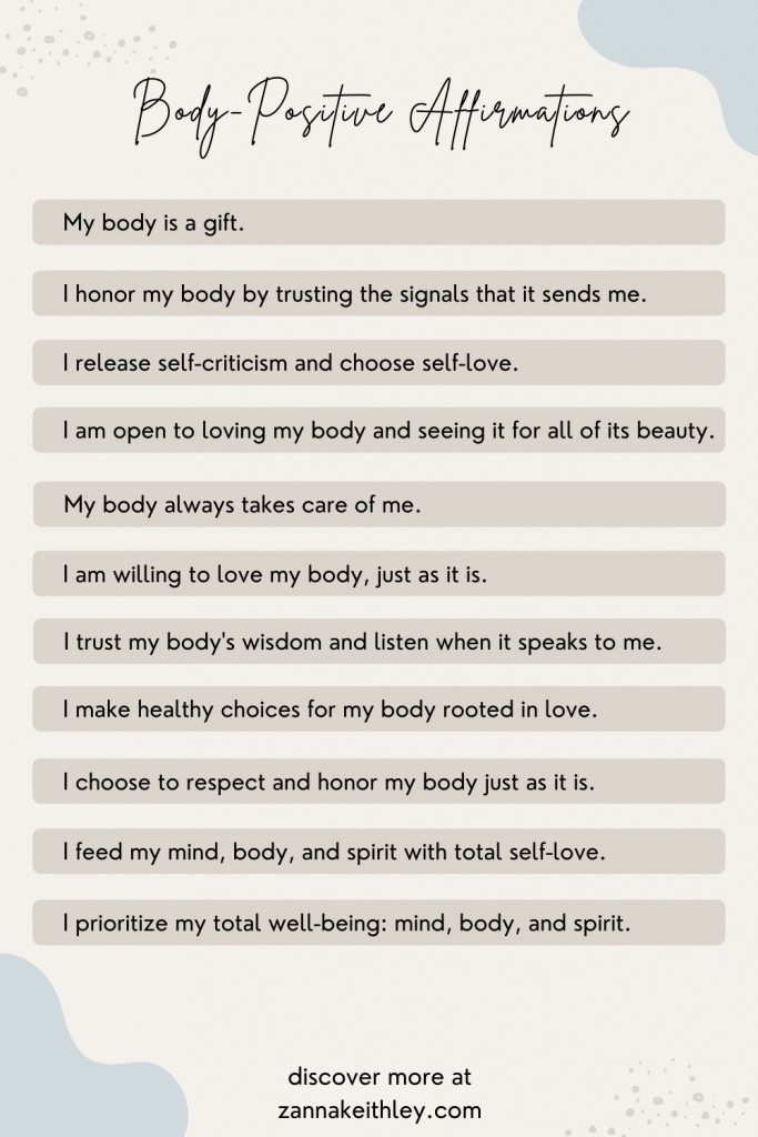 42 Body Positive Affirmations for Total Self-Acceptance - Zanna Keithley