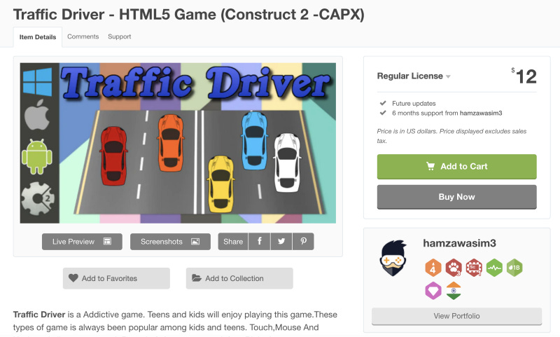 Traffic Driver HTML5 game.