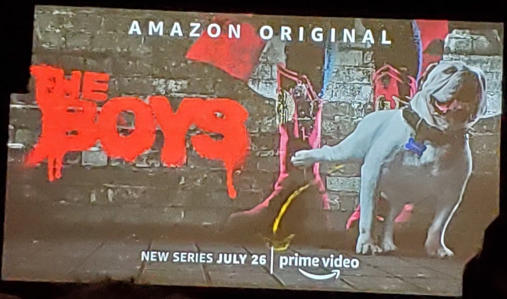 amazon the boys poster bull dog peeing on building