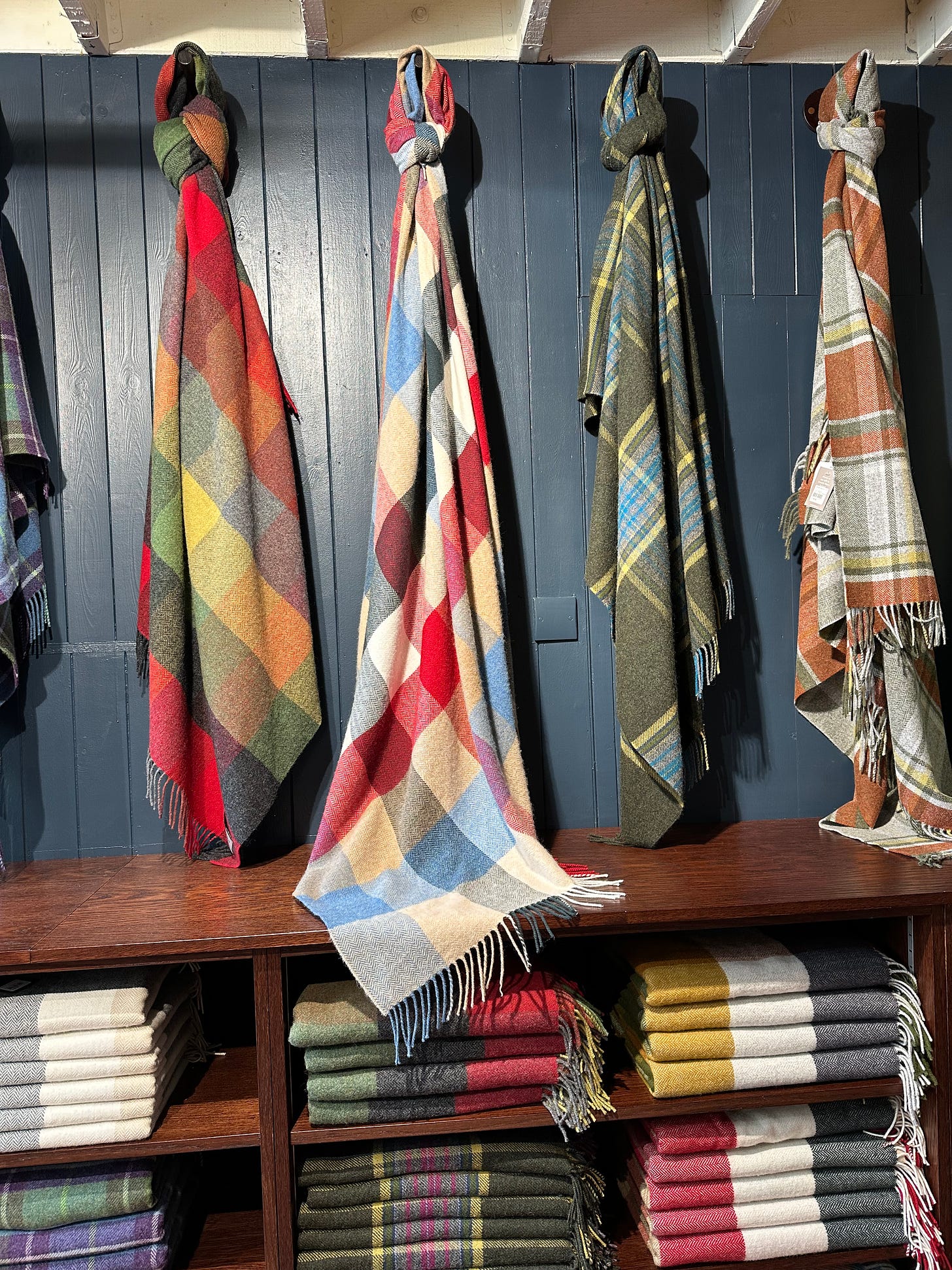 Selection of wool scarves and shawls at Foxford