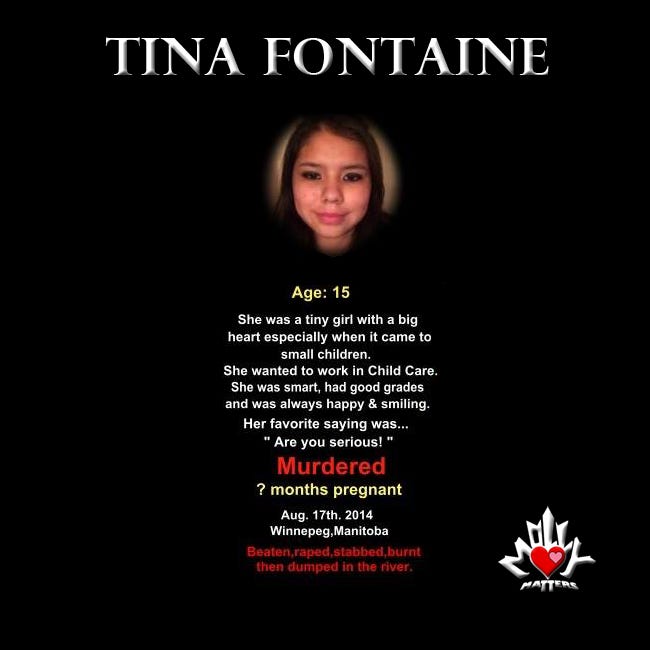 Tina Fontaine - ? months pregnant.