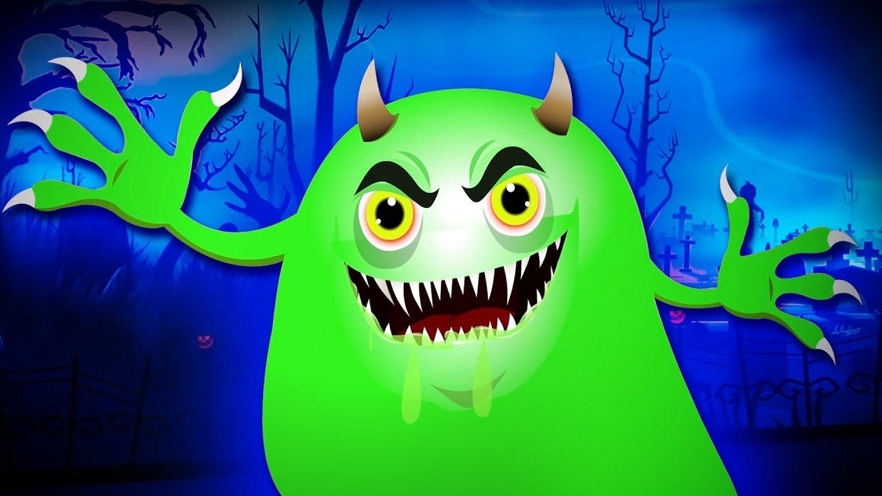 Slimy Green Monster | Hallween Songs for Kids | Cartoon Videos for Babieso  - YouTube