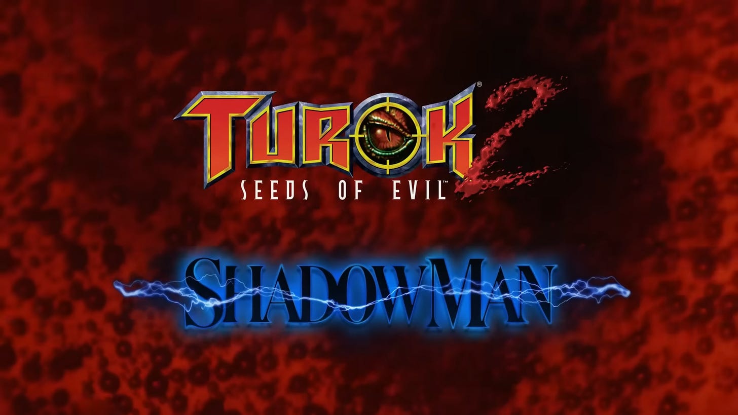 Turok 2 Seeds of Evil and Shadow Man logos