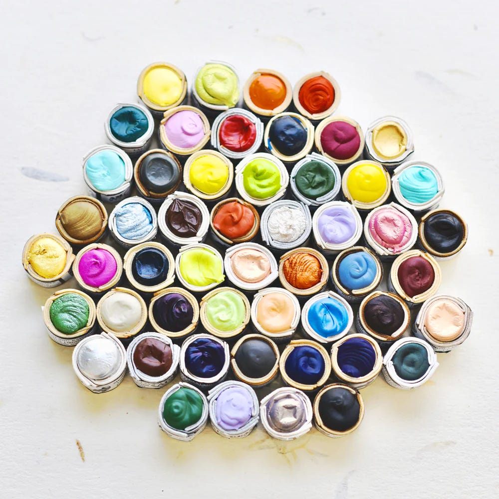 Paintstones! by BeamPaints are paper wrapped dollops of dried watercolor