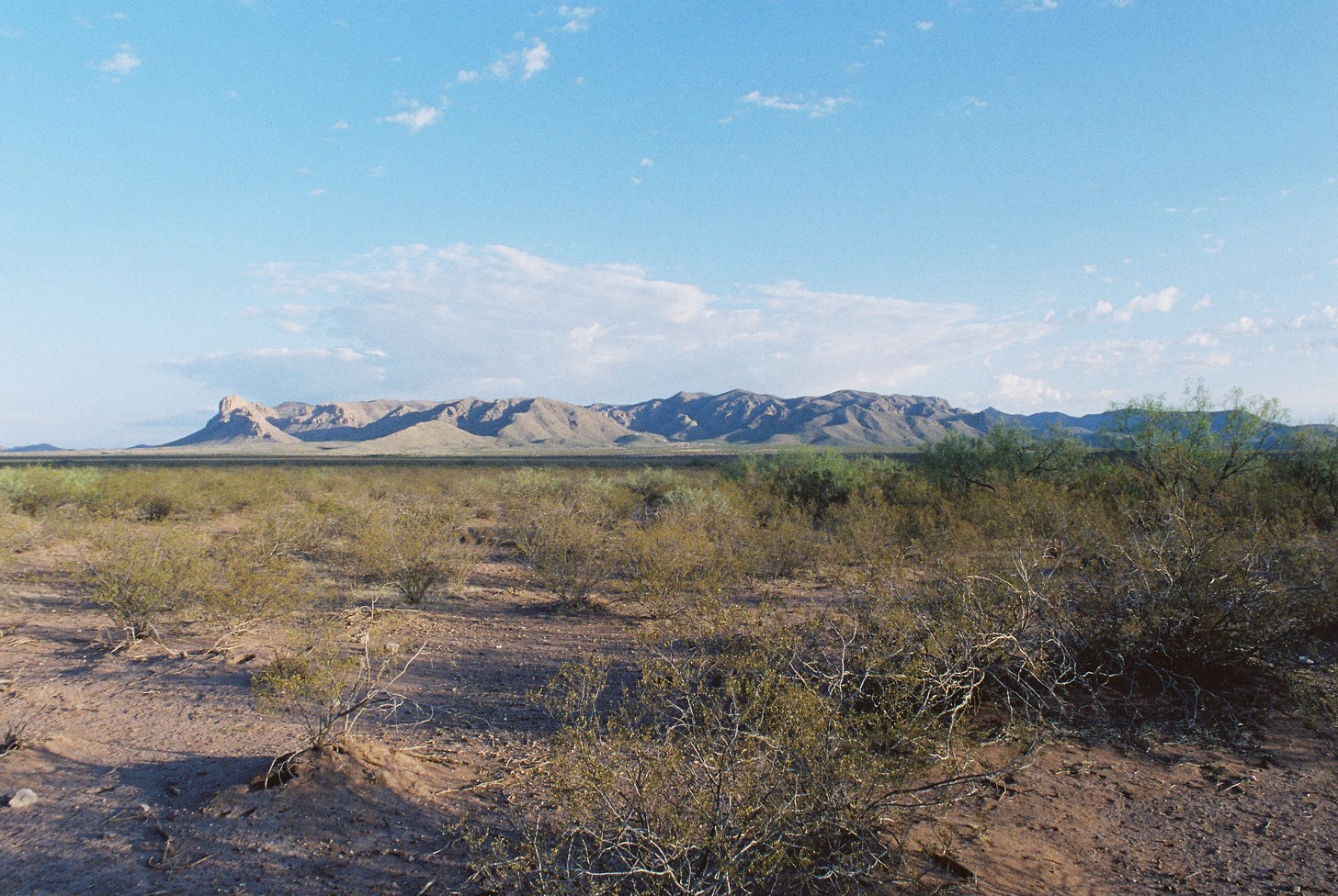 West Texas desert, with mountains on the horizon