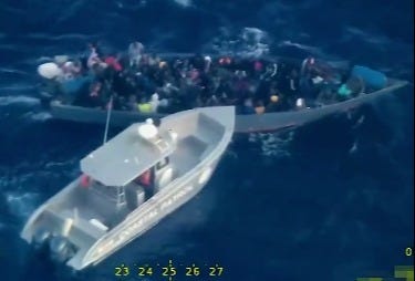 US Customs & Border Protection directs interception of a boat with 115 Haitians aboard bound for the US near Turks & Caicos (Feb. 26, 2025) US Customs & Border Protection directs interception of a boat with 115 Haitians aboard bound for the US near Turks & Caicos (Feb. 26, 2025)