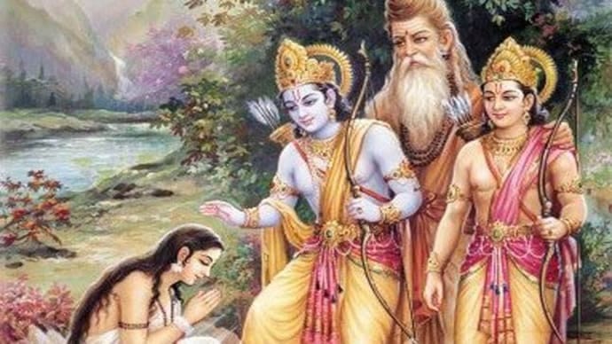 Lord Ram frees Ahalya from her curse